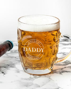 Personalised Emblem Dimpled Beer Glass