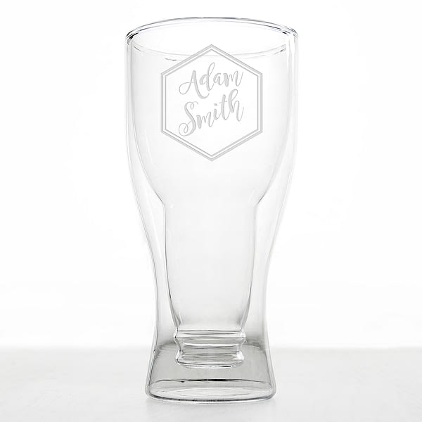 Personalised Bottoms Up Beer Glass