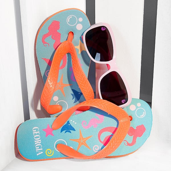 Under The Sea Mermaid Child's Personalised Flip Flops