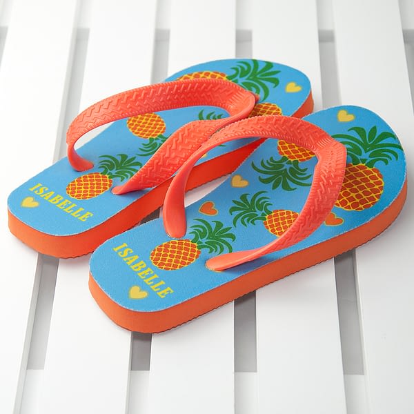 Partying Pineapples! Child's Personalised Flip Flops