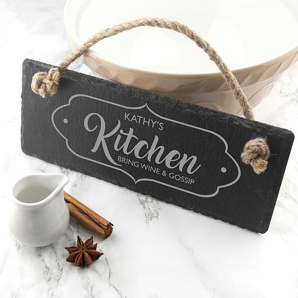 Personalised Our Kitchen Slate Hanging Sign