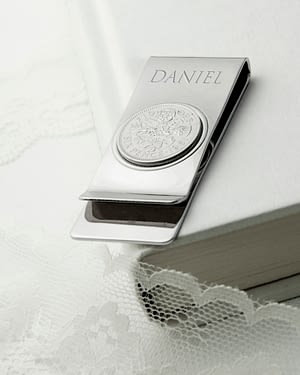 Personalised Silver Plated Lucky Sixpence Money Clip