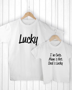 Personalised Daddy and Me Lucky White T-Shirts