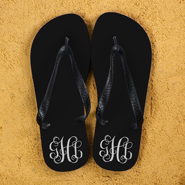 Monogrammed Flip Flops in Black and White