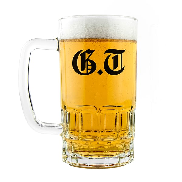 Medieval Text Monogram Beer Glass Tankard