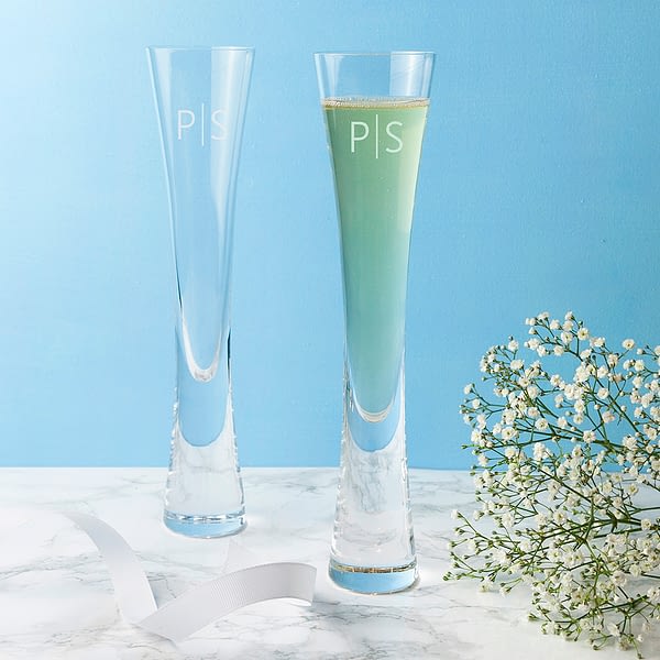 Monogrammed LSA Champagne Flutes Set of  2