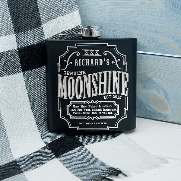 Personalised Moonshine Vintage Hip Flask