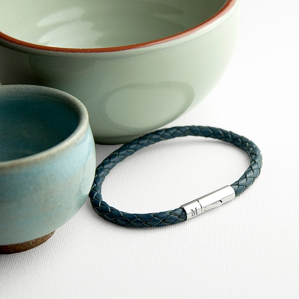 Personalised Men's Capsule Tube Woven Bracelet In Aegean Blue