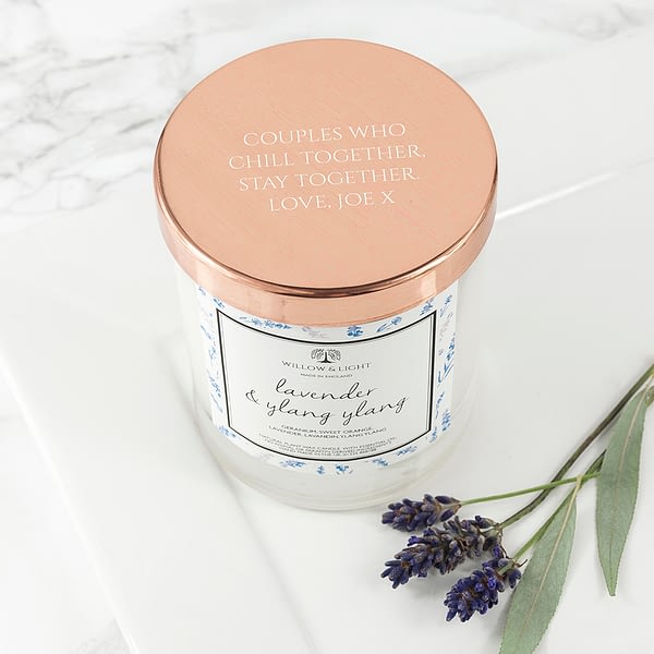 Personalised Lavender & Ylang Ylang Candle With Copper Lid