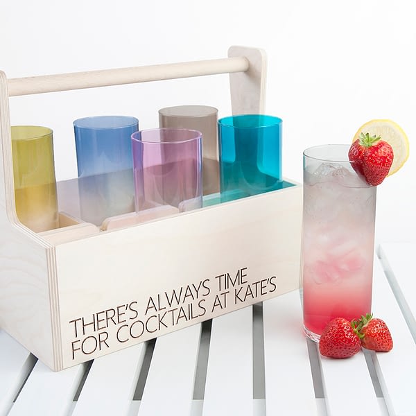 Personalised LSA Coloured Cocktail Highball Trug