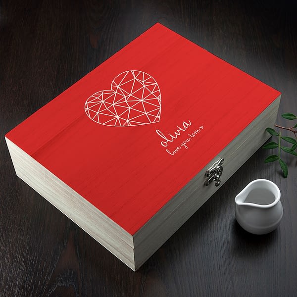 Personalised Geometric Heart Tea Box