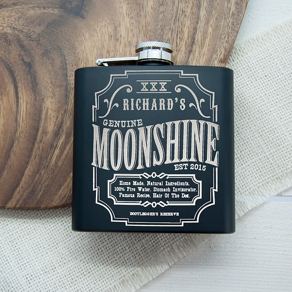 Personalised Moonshine Vintage Hip Flask