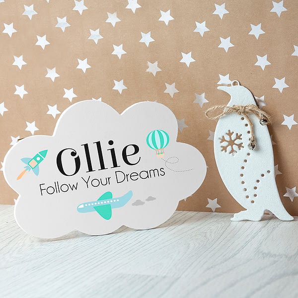 Personalised Follow Your Dreams Cloud Wall Hanging