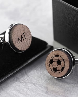 Iconic Hobbies Engraved Round Walnut Cufflinks