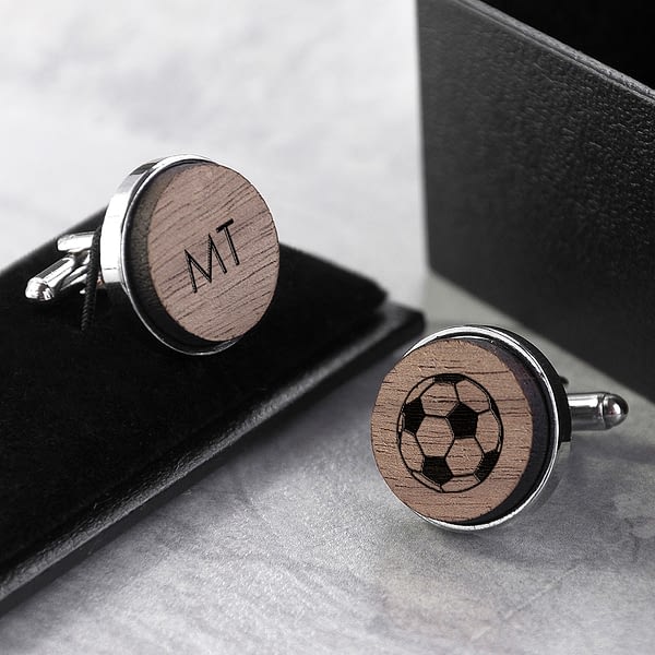 Iconic Hobbies Engraved Round Walnut Cufflinks