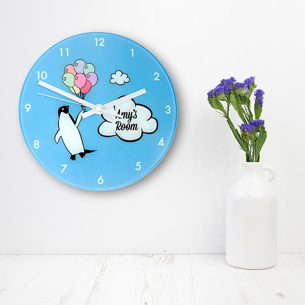 Percy Penguin Personalised Wall Clock