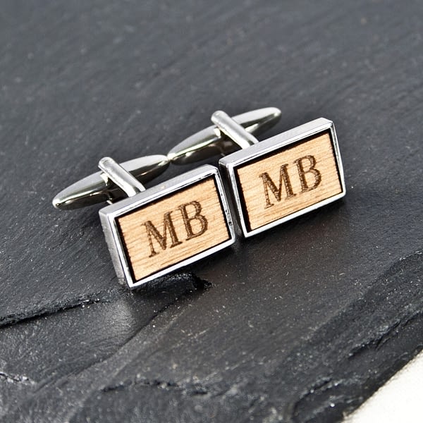 Rectangle Wooden Cufflinks