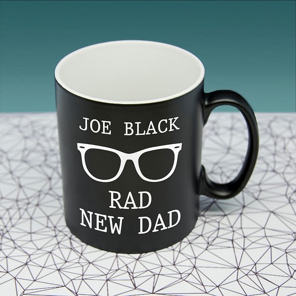 Rad New Dad Black Matte Mug