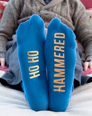 Personalised Cobalt Blue & Canary Yellow Christmas Day Socks