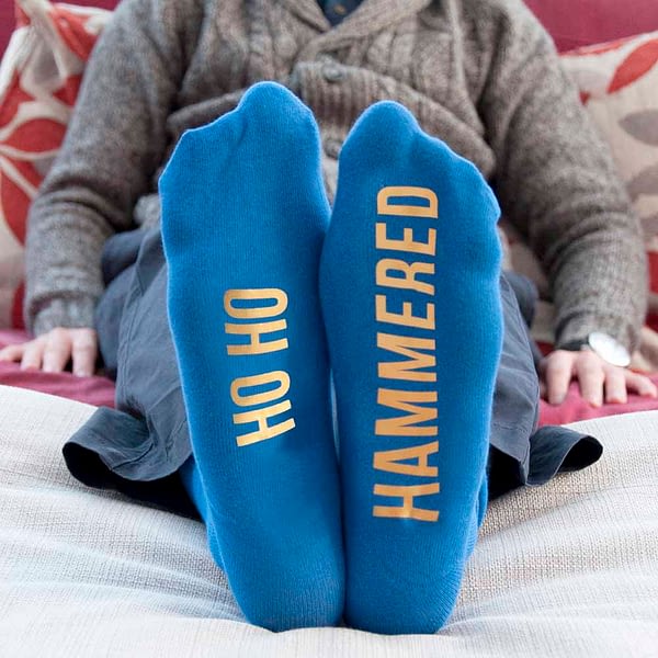 Personalised Cobalt Blue & Canary Yellow Christmas Day Socks