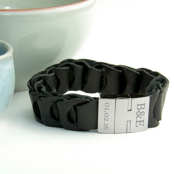 Personalised Men's Intrepid Leather Bracelet