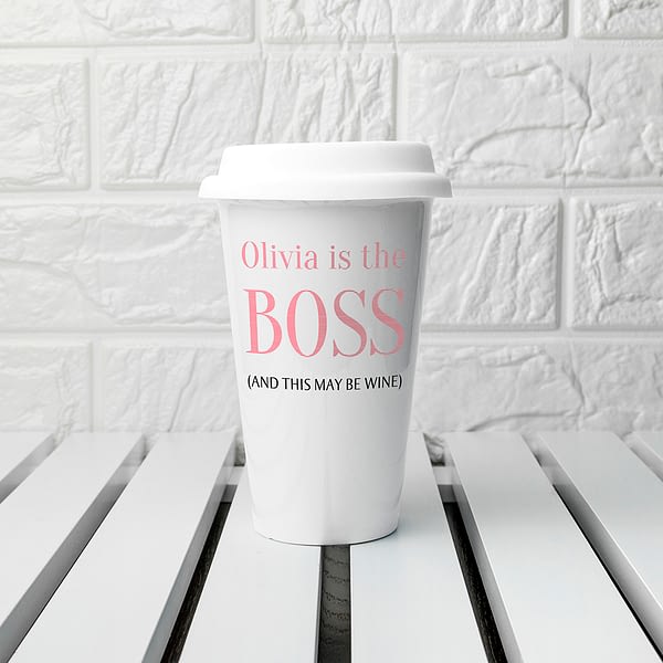 Personalised The Boss Ceramic Travel Mug