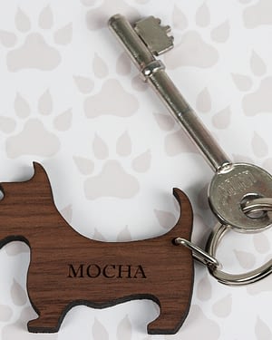 Walnut Wood Dog Shaped Keyring