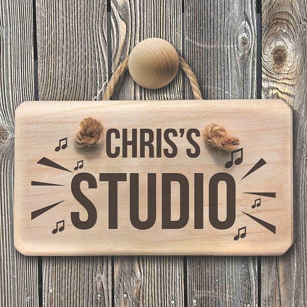 Personalised Wooden Music Studio Sign