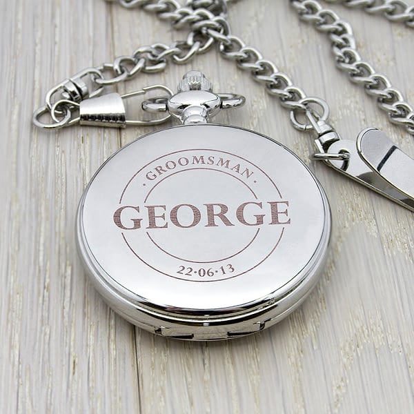 Personalised Groomsman Emblem Pocket Watch