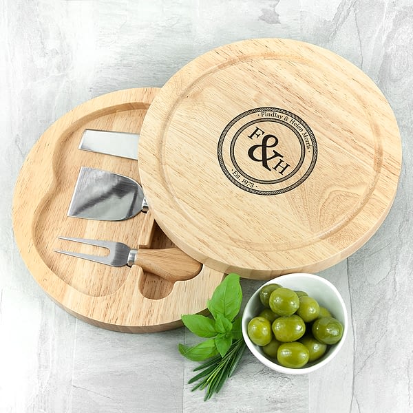 Monogram Couple Cheese Board Set