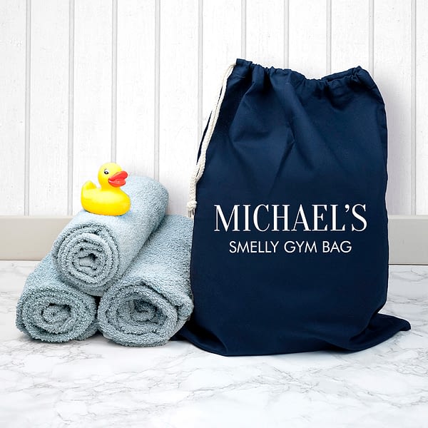 Personalised Cotton Navy Gym Bag