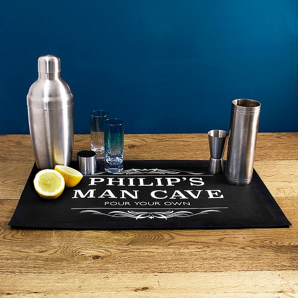 Personalised Man Cave Black Bar Mat