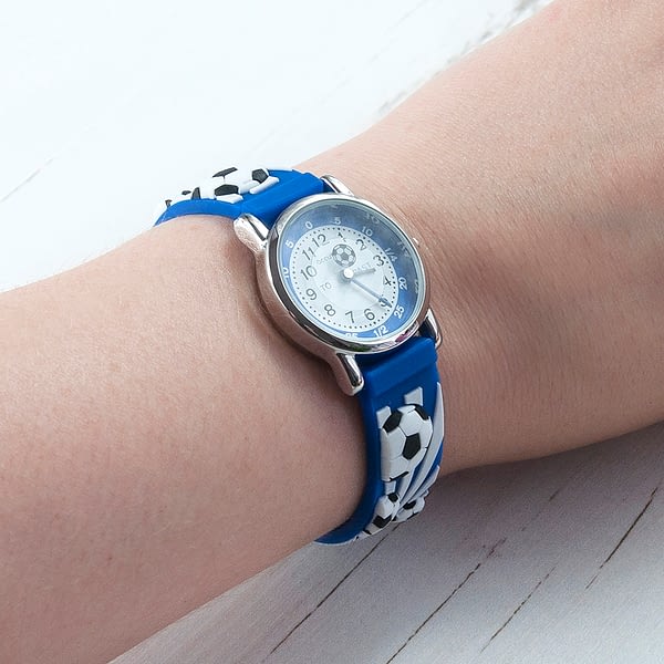 Kids Personalised Blue Football Watch