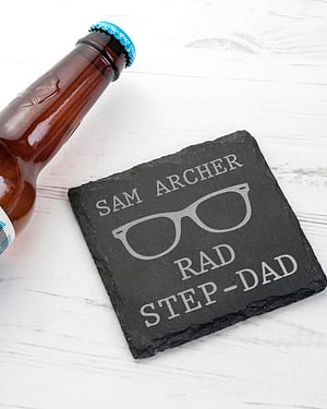 Rad Step-Dad Square Slate Keepsake