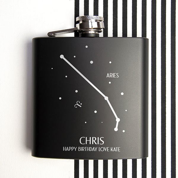 Star Constellation Matte Black Hip Flask