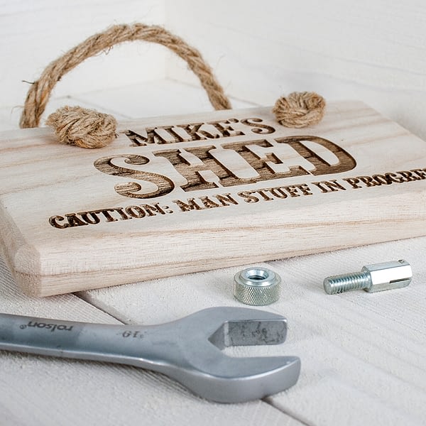 CAUTION: MAN STUFF Personalised Wooden Sign