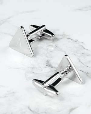 Personalised Rhodium Plated Triangle Cufflinks