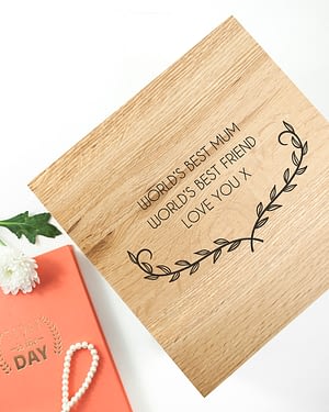 Personalised Mother's Love Large Oak Photo Cube