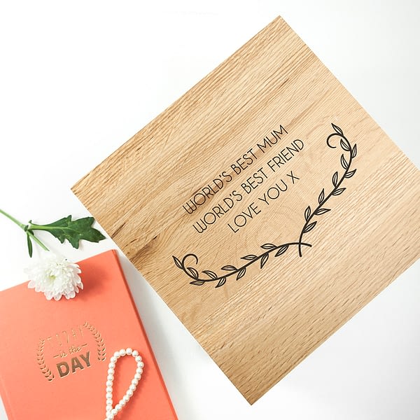 Personalised Mother's Love Large Oak Photo Cube