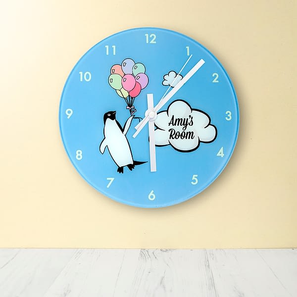 Percy Penguin Personalised Wall Clock