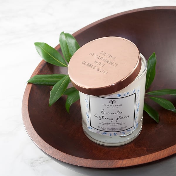 Personalised Lavender & Ylang Ylang Candle With Copper Lid