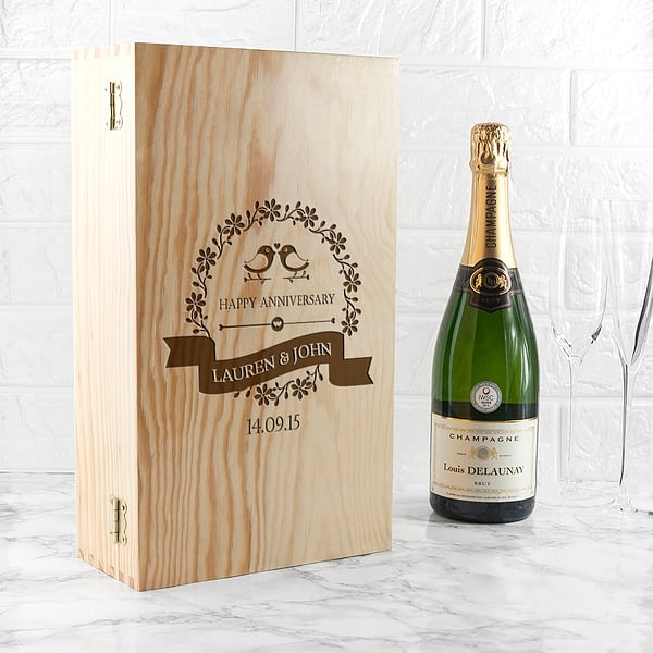 Personalised Happy Anniversary Wine Box