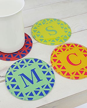 Set of Four Glass Coasters - Vibrant Design