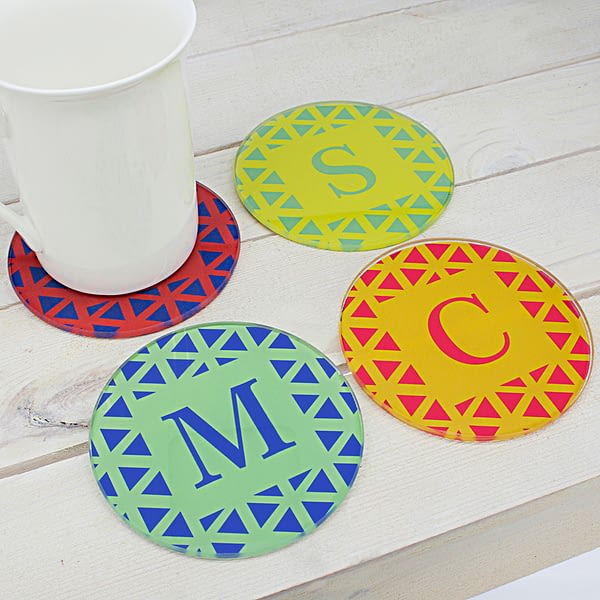 Set of Four Glass Coasters - Vibrant Design