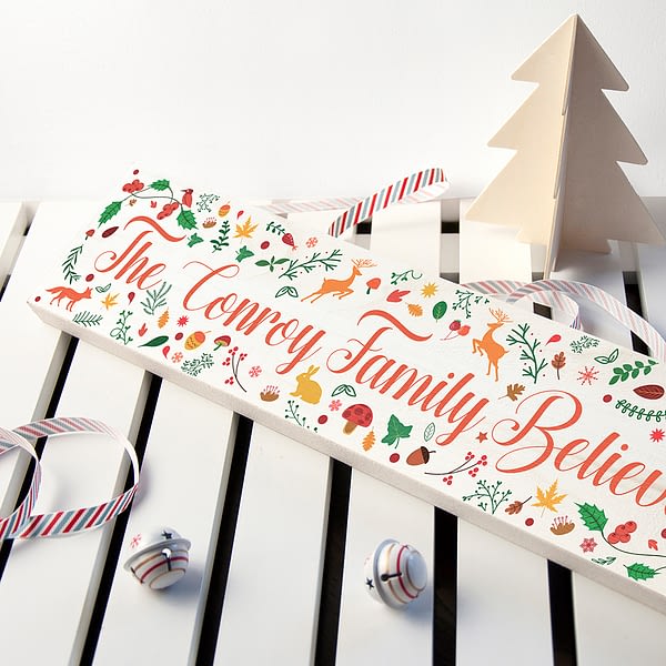 Personalised Christmas Woodland Mantle Decoration