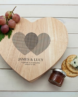 Engraved Heart Venn Diagram Heart Cheese Board