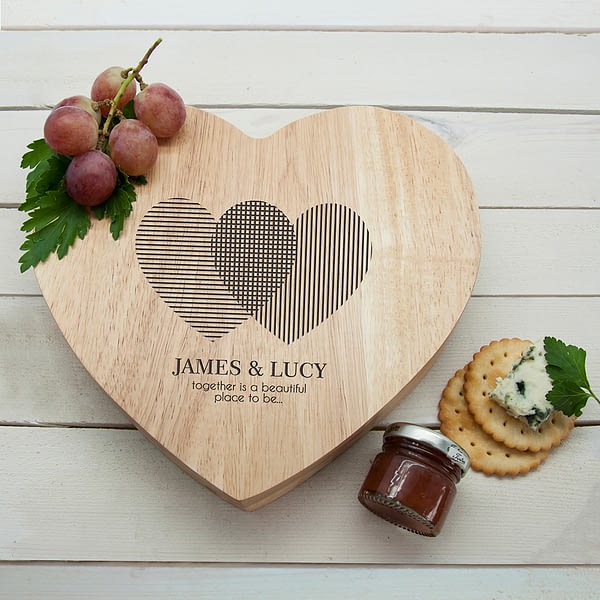 Engraved Heart Venn Diagram Heart Cheese Board