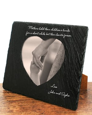 Mothers Hands and Hearts Slate Photoframe