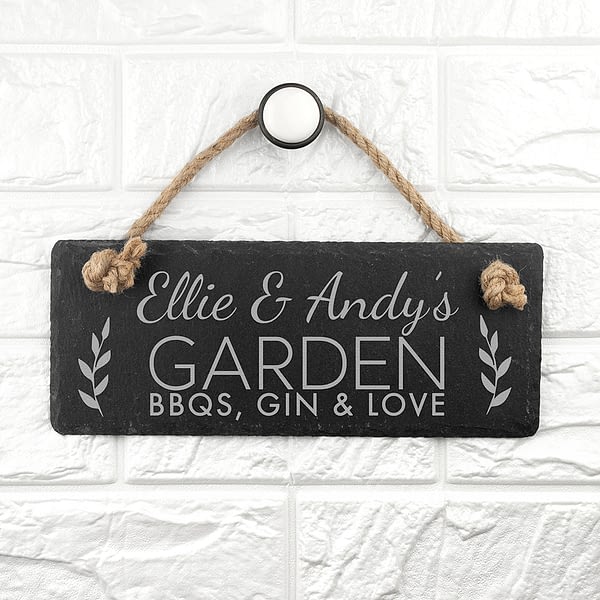 Personalised Our Garden Slate Hanging Sign