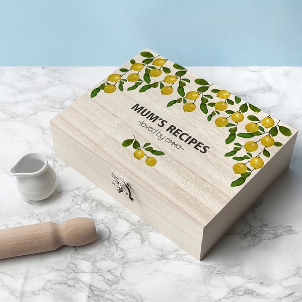 Personalised Lemon Grove Recipe Box